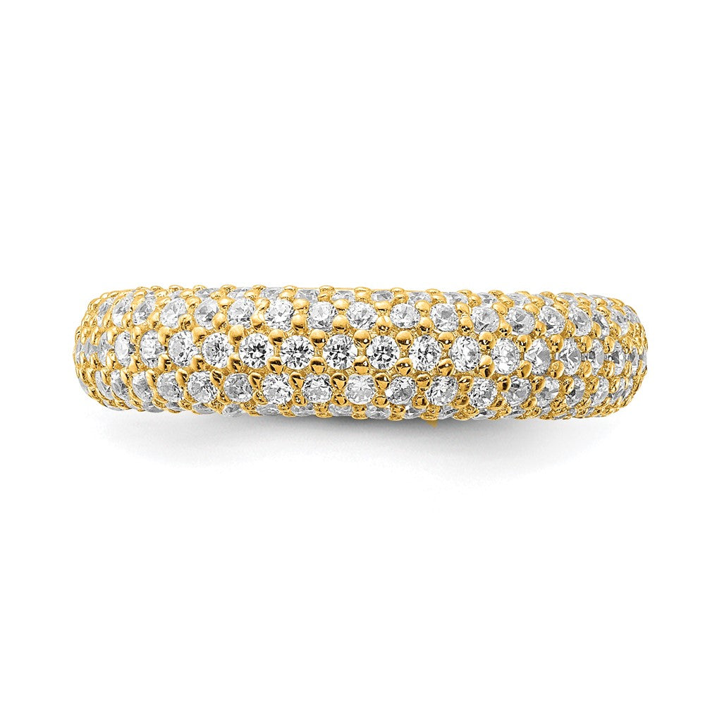 Sterling Silver Pav‚ Gold-plated 113 Stone CZ Ring