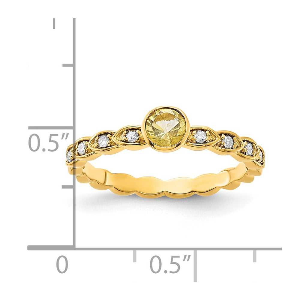 Sterling Silver Gold Tone Citrine and Diamond Ring