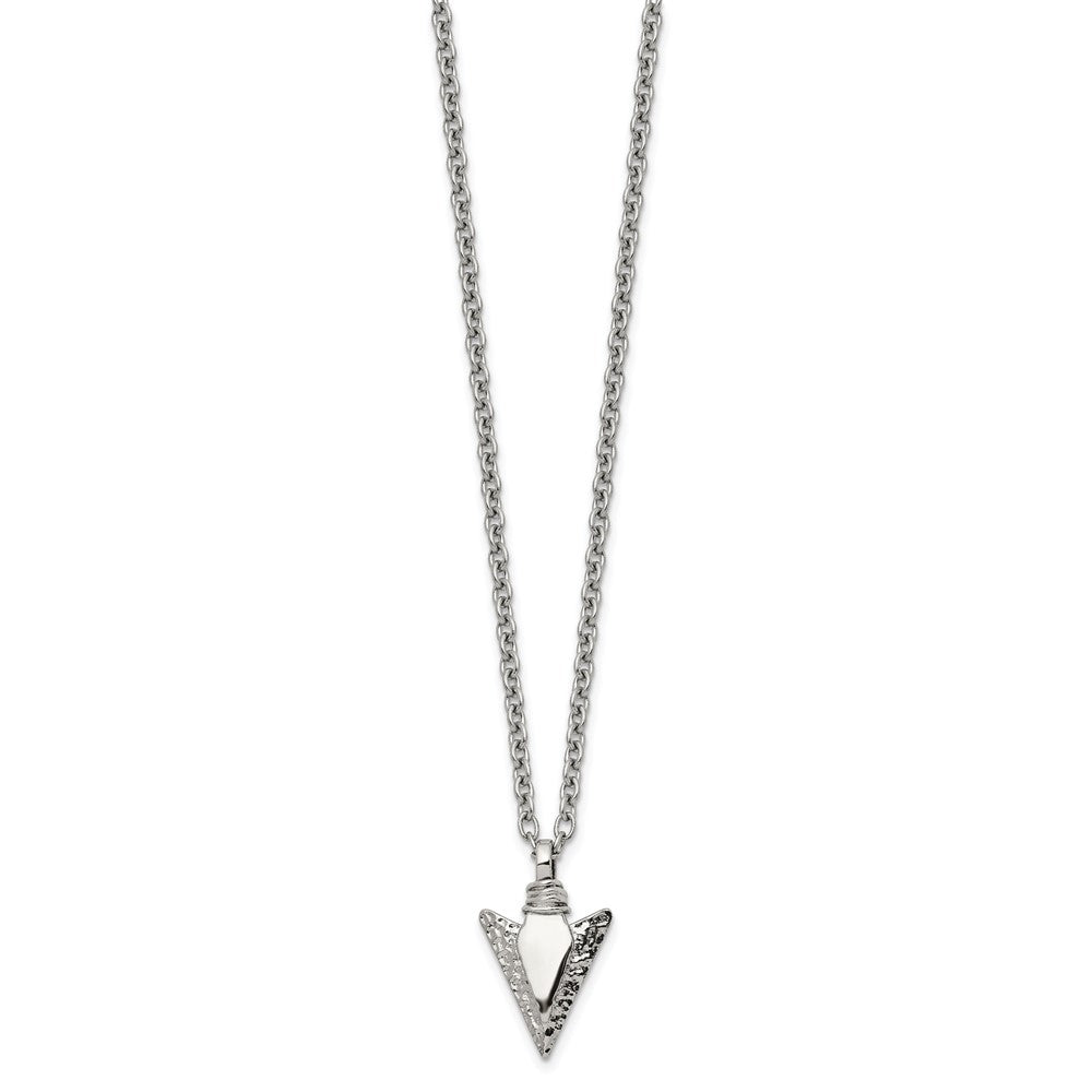 Stainless Steel Brushed/Polished Arrowhead w/.75in ext Necklace