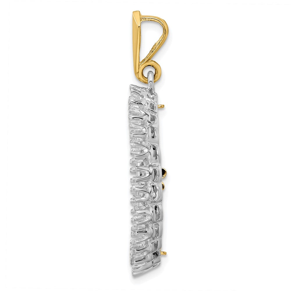 Wideband Distinguished Coin Jewelry 14k Two-tone Polished Diamond 21.6mm Prong Coin Bezel Pendant Mounting