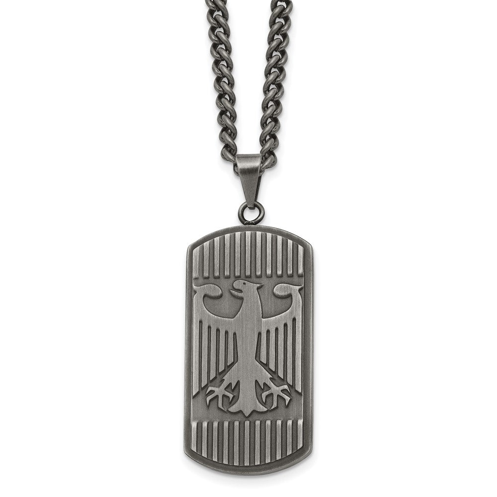Stainless Steel Antiqued and Brushed Phoenix 22in Necklace
