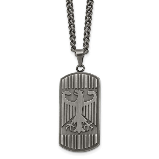 Stainless Steel Antiqued and Brushed Phoenix 22in Necklace