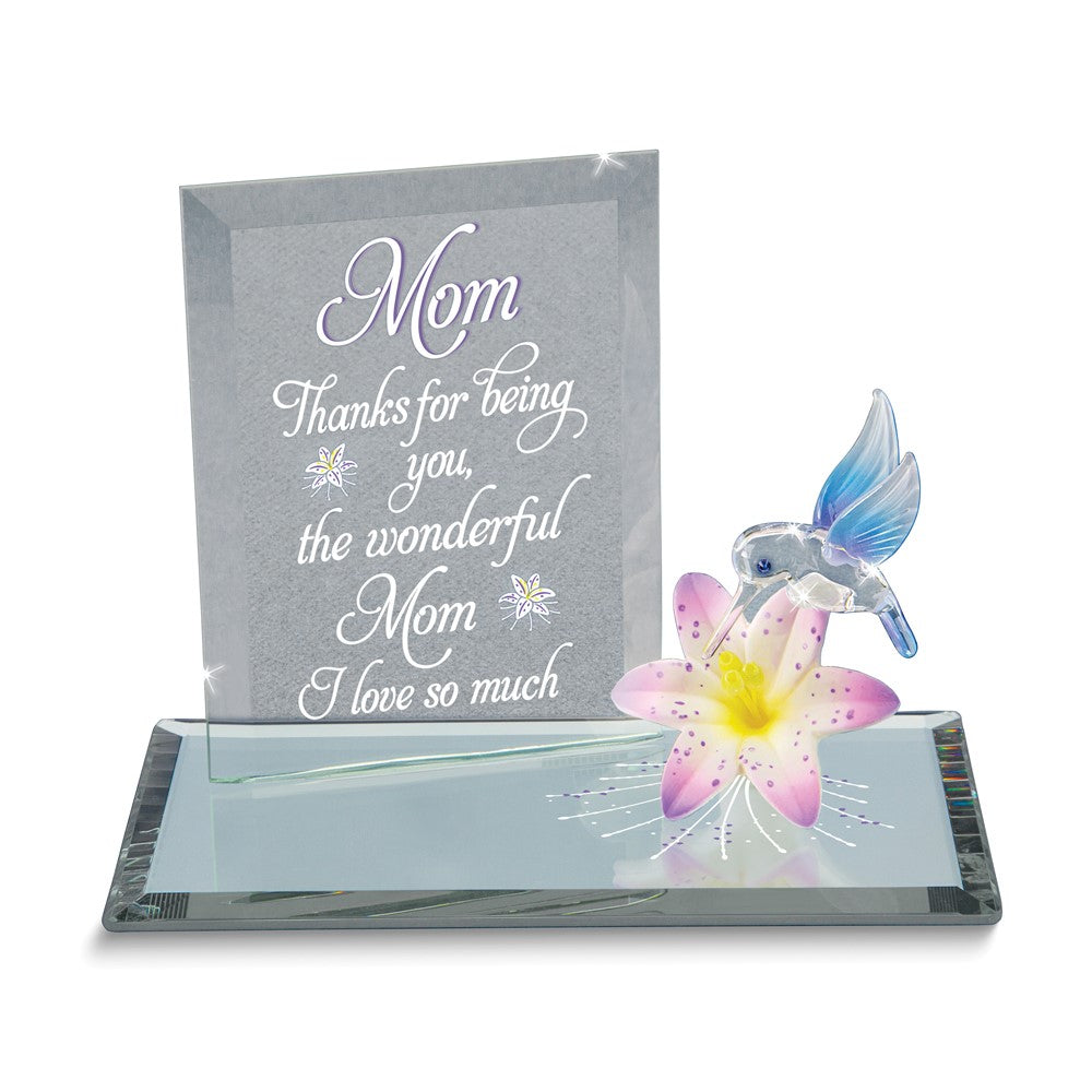 Glass Baron Handcrafted Wonderful Mom Hummingbird Glass Figurine