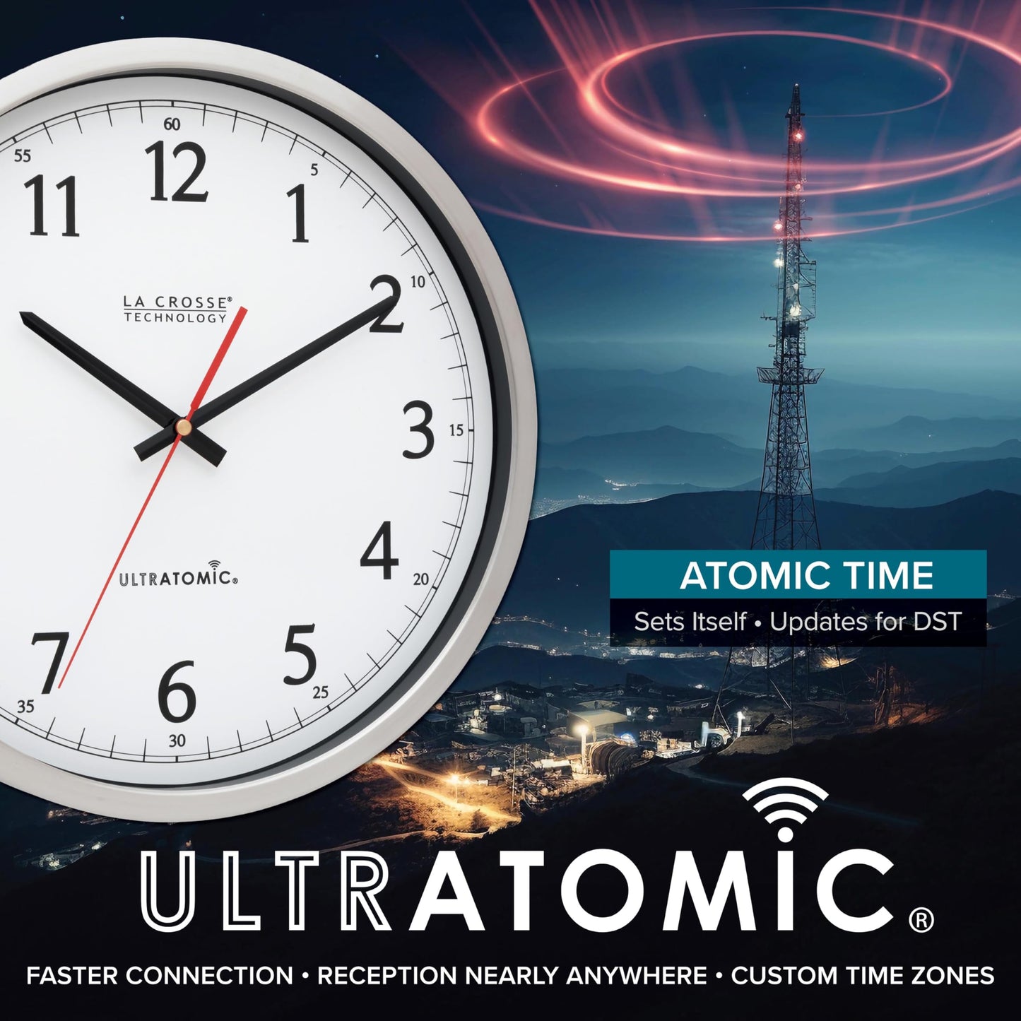 La Crosse Technology 404-1235UA-SS 14 inch UltrAtomic Analog Stainless Steel Wall Clock