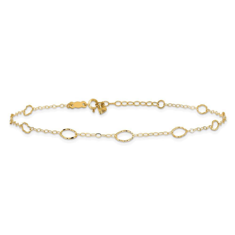 14k Oval Shapes 10in Plus 1in ext Anklet