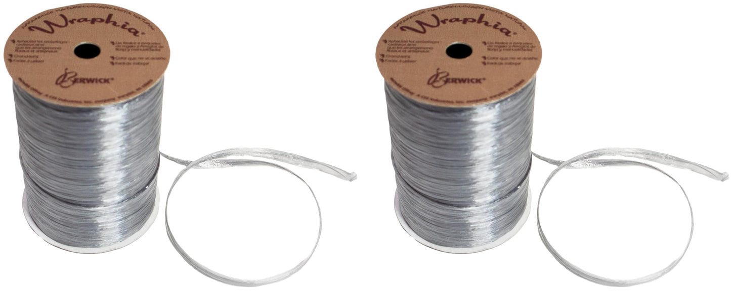 Pearlized Raffia Ribbon Roll 100 Yards for Kraft Packaging and Decoration (Silver)