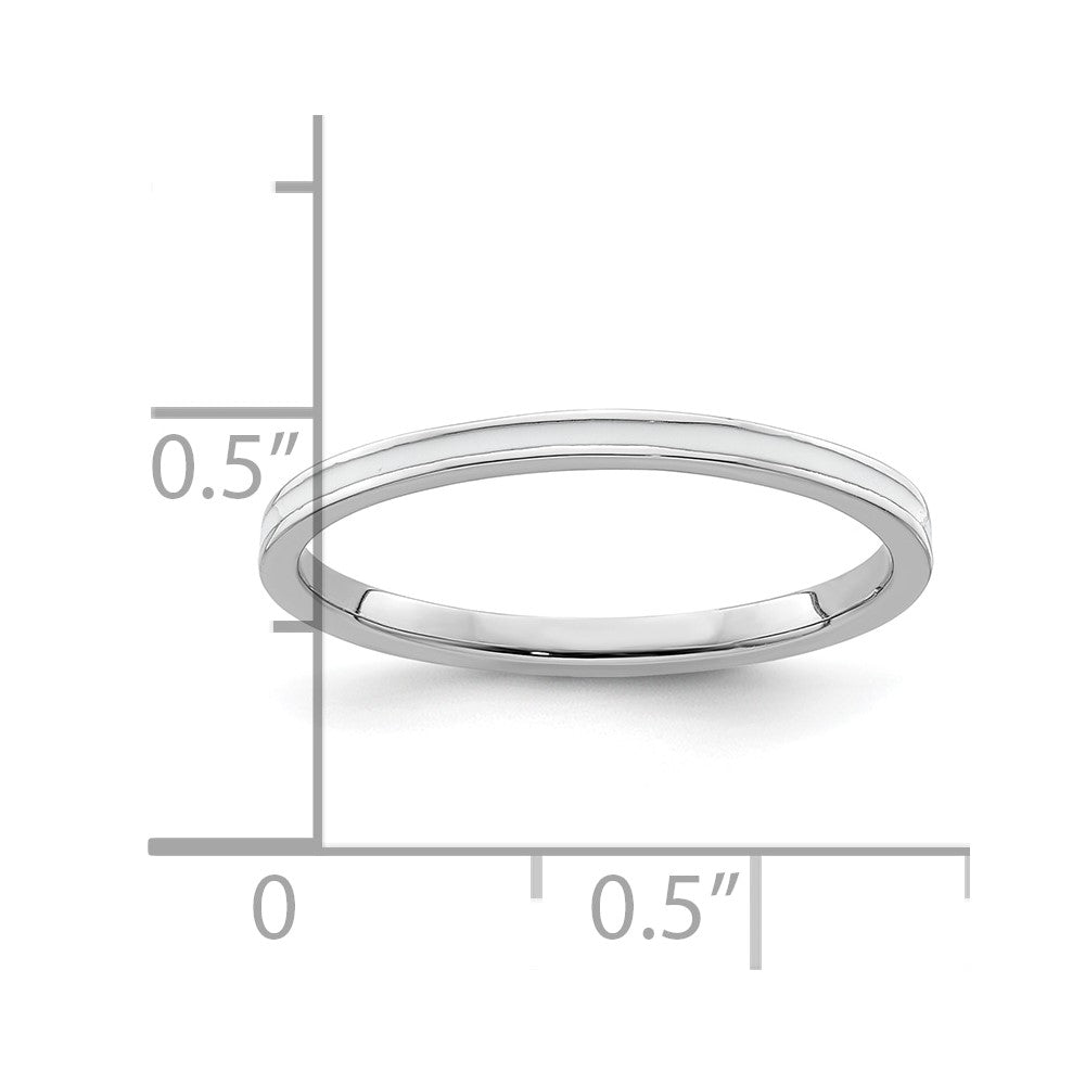 Sterling Silver Stackable Expressions White Enameled 1.5mm Ring Size -10