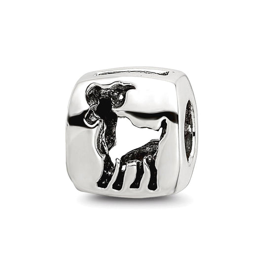Sterling Silver Reflections Aries Zodiac Antiqued Bead