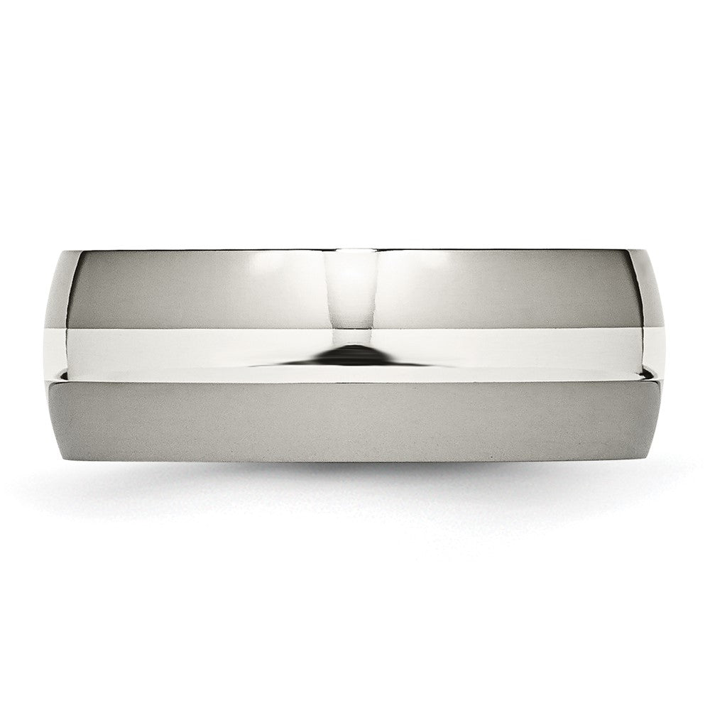 Titanium Polished w/Sterling Silver Inlay 8mm Band Size - 11