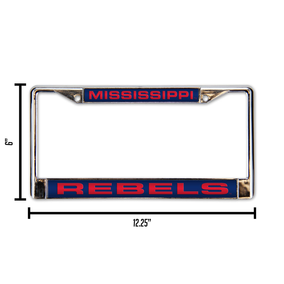 Mississippi-Ole-Miss-Rebel's Chrome Metal Laser Cut License Plate Frame