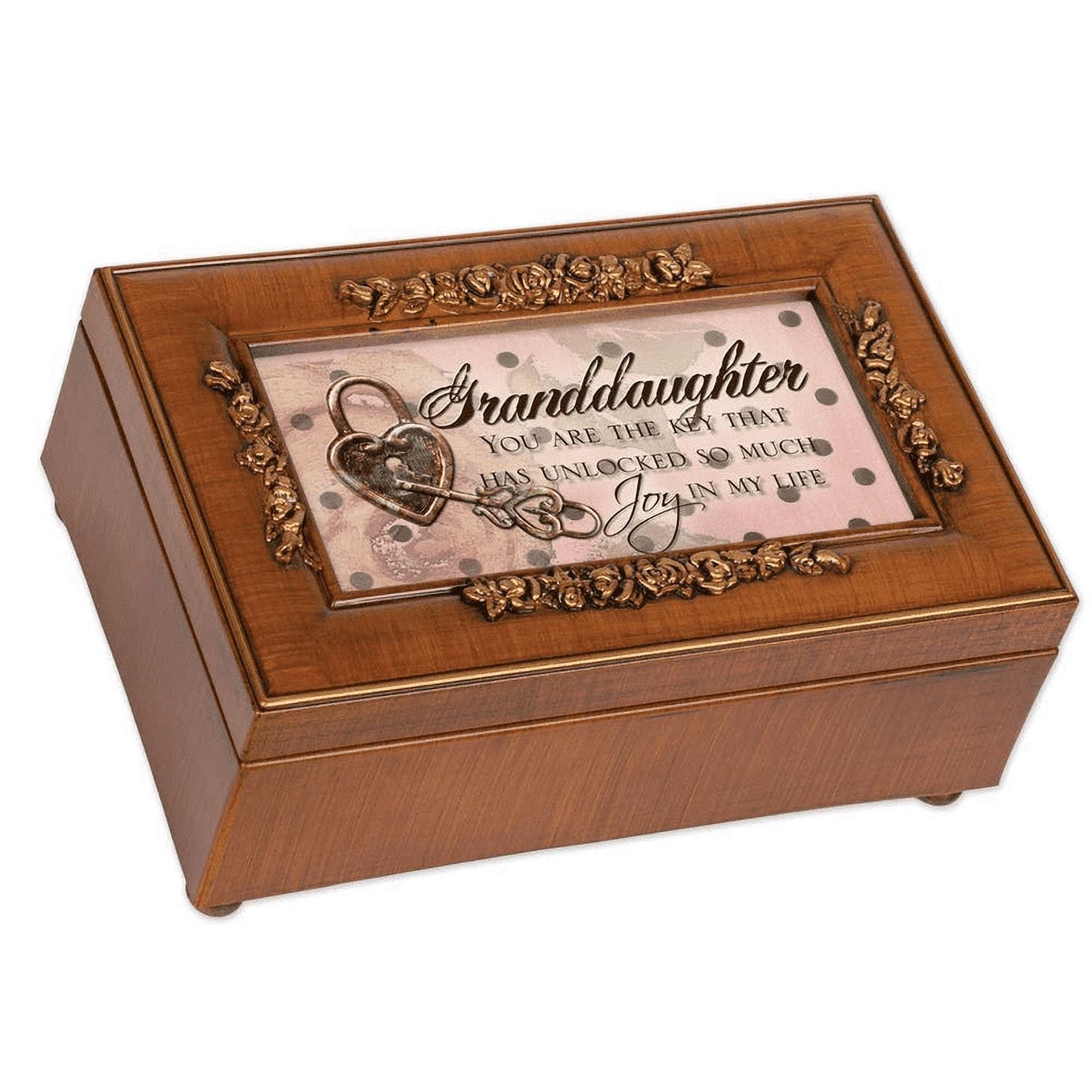 Woodgrain Petite Rose Granddaughter Music Box - Perfect Daughter Gift