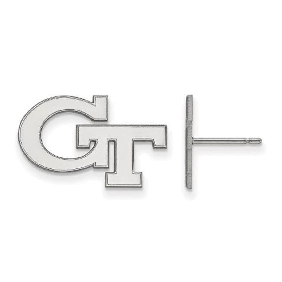 Sterling Silver Rhodium-plated LogoArt Georgia Institute of Technology G-T Small Post Earrings Q-SS061GT