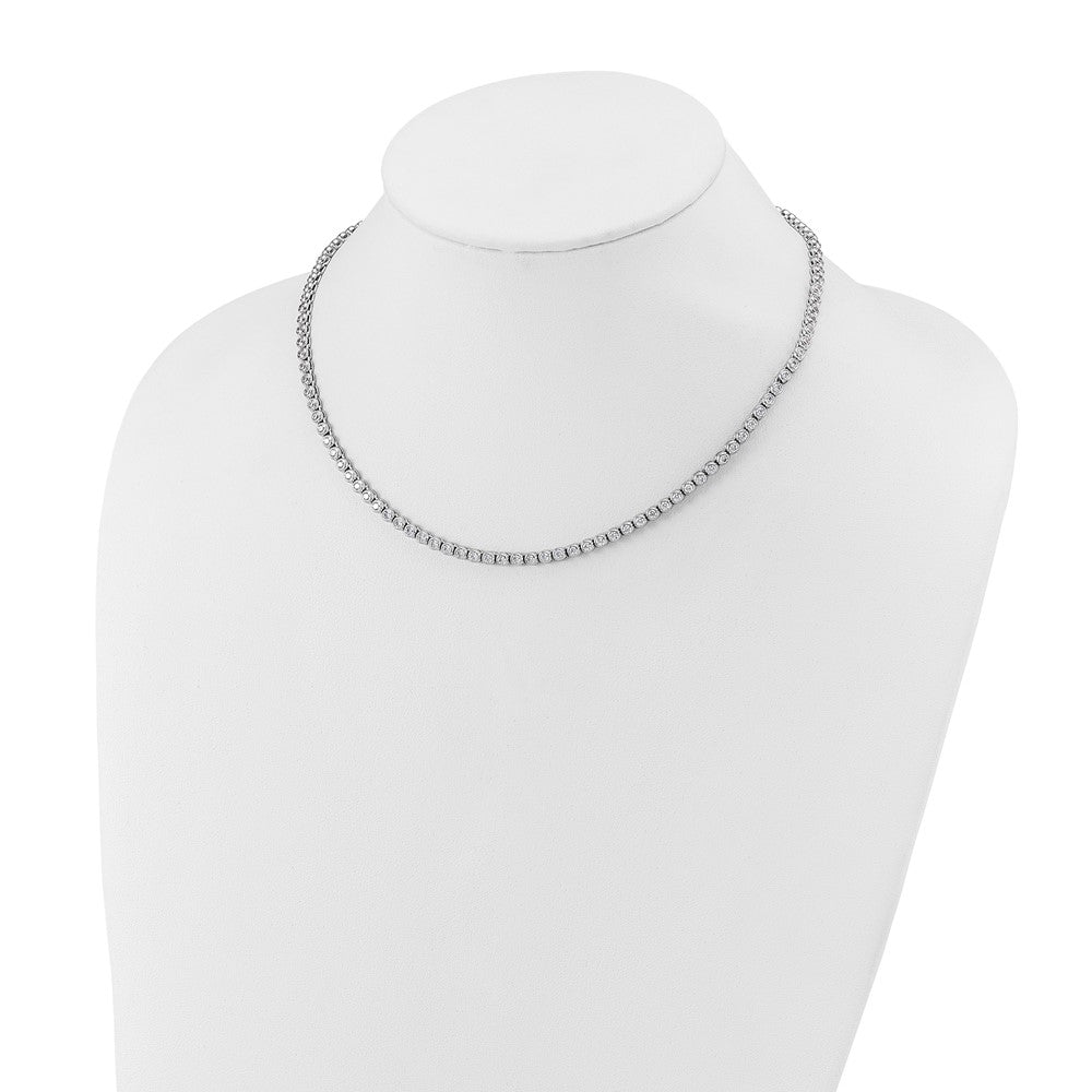 Sterling Shimmer Sterling Silver Rhodium-plated Bezel Set 2.3mm CZ 115 Stone 17 inch Necklace 17 Inches