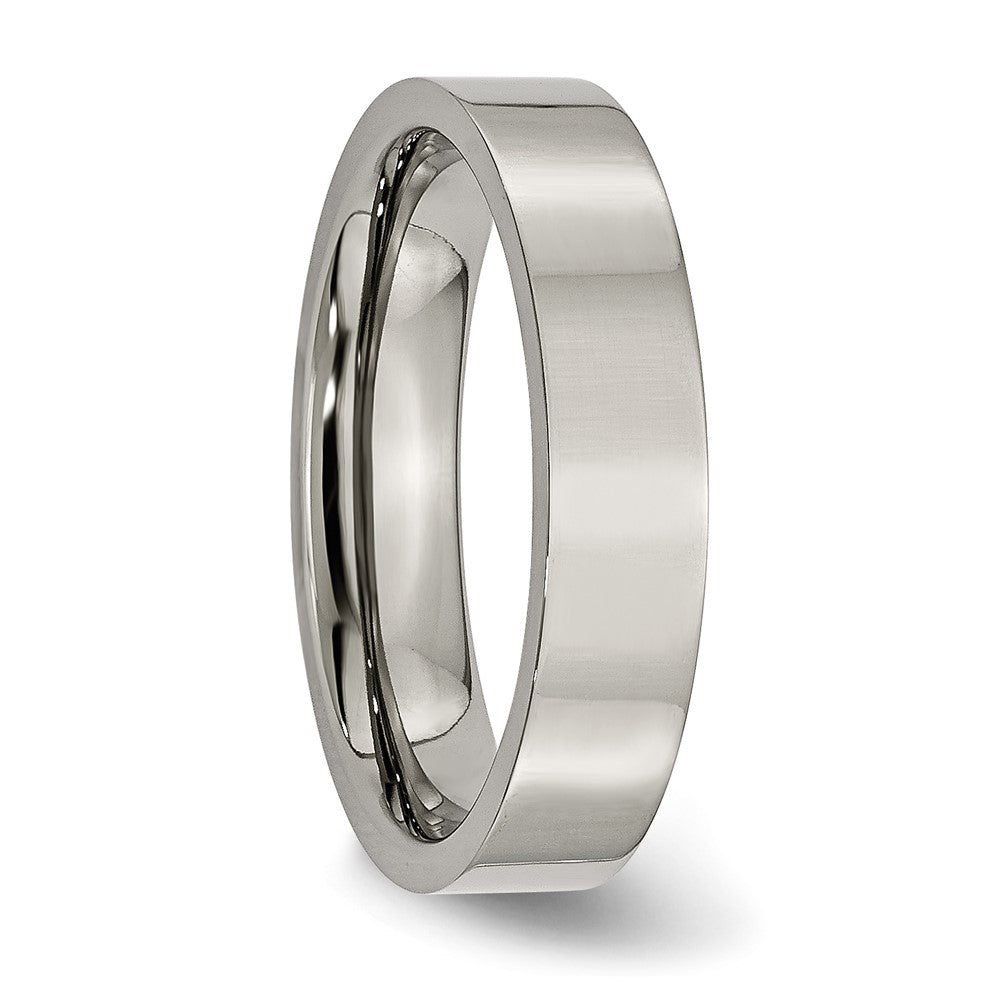 Titanium Polished 5mm Flat Band Size - 6.5