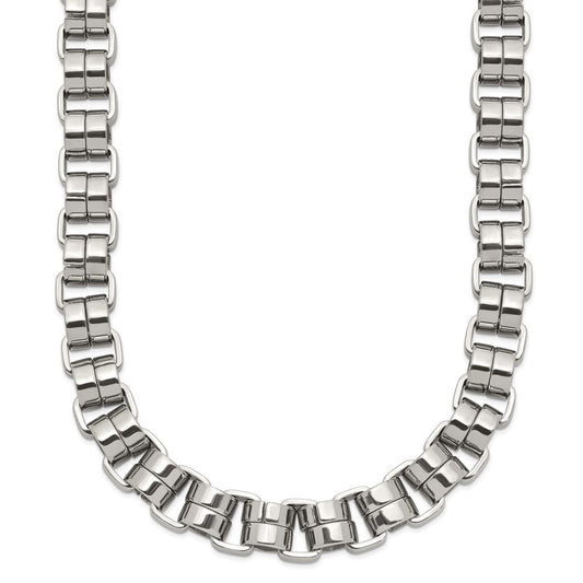 Stainless Steel Polished Circular Link 24in Necklace