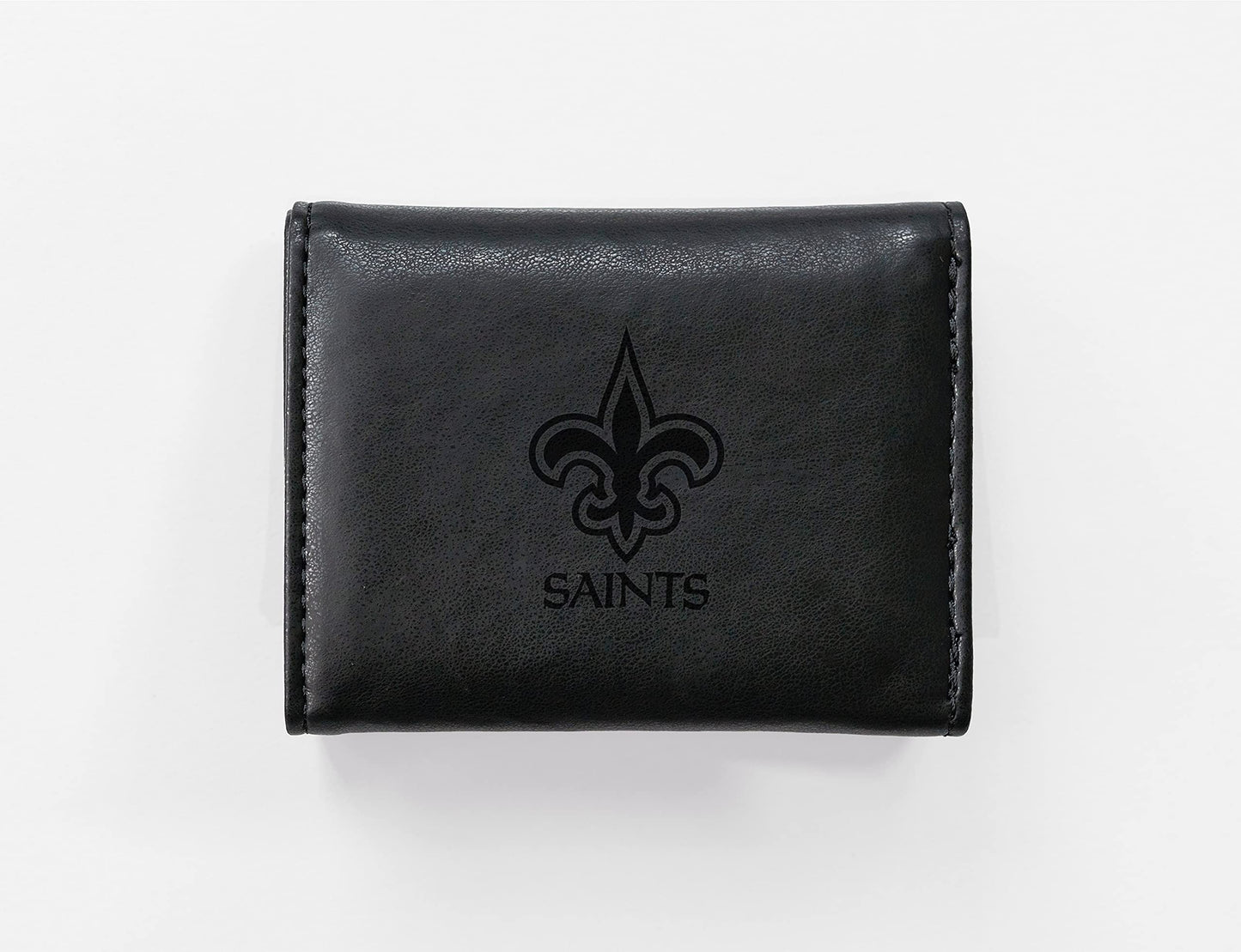 Football Rico Industries New Orleans Saints Black Laser Engraved Trifold Laser Engraved Tri-Fold Wallet - Men's Accessory