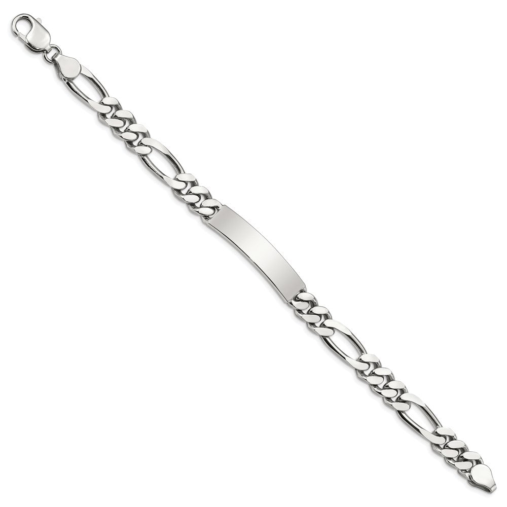 Sterling Silver Polished Engraveable Figaro Link ID Bracelet 8.5 inches