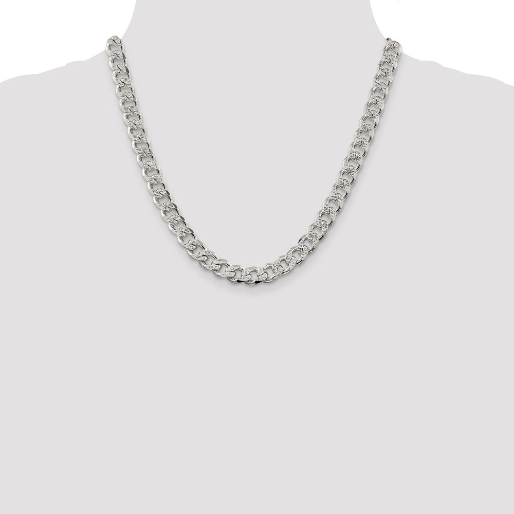 Sterling Silver 9.3mm Pav‚ Curb Chain 20 Inches