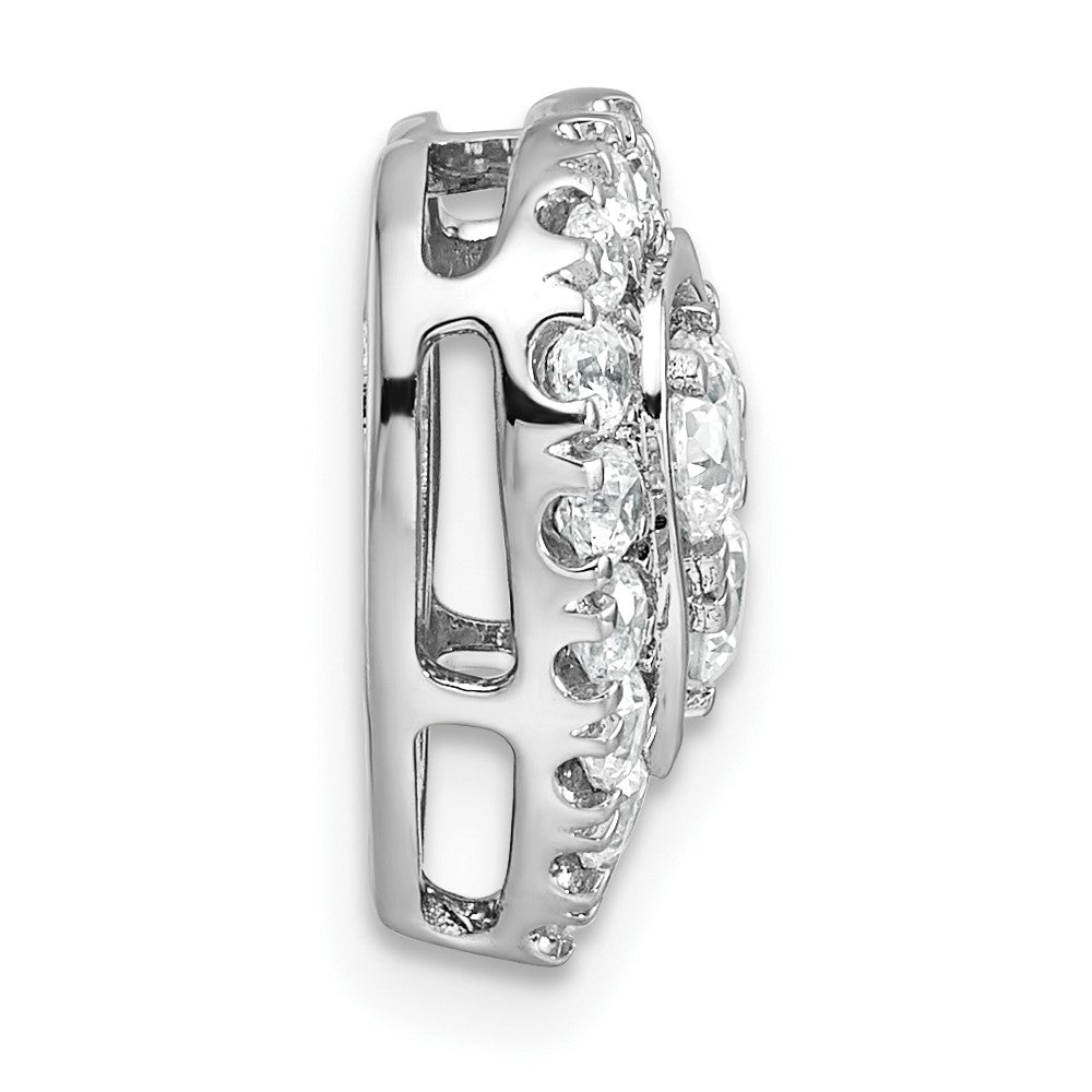 14k White Gold 7/8 carat Lab Grown Diamond VS/SI+ G+ Halo Heart Chain Slide Pendant