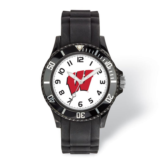 LogoArt University of Wisconsin Scholastic Silicone Strap Quartz Watch QUWI170