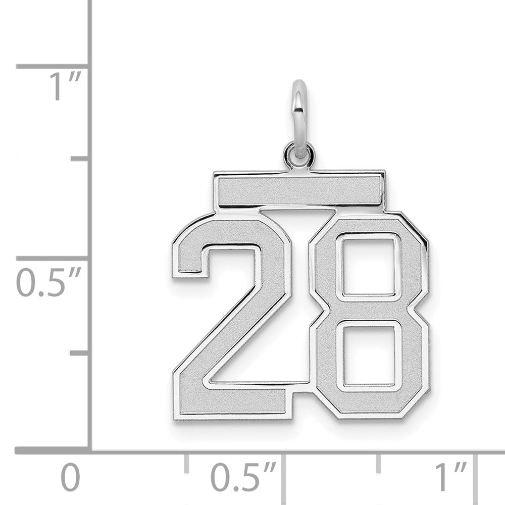 Sterling Silver/Rhodium-plated Satin Number 28 Charm