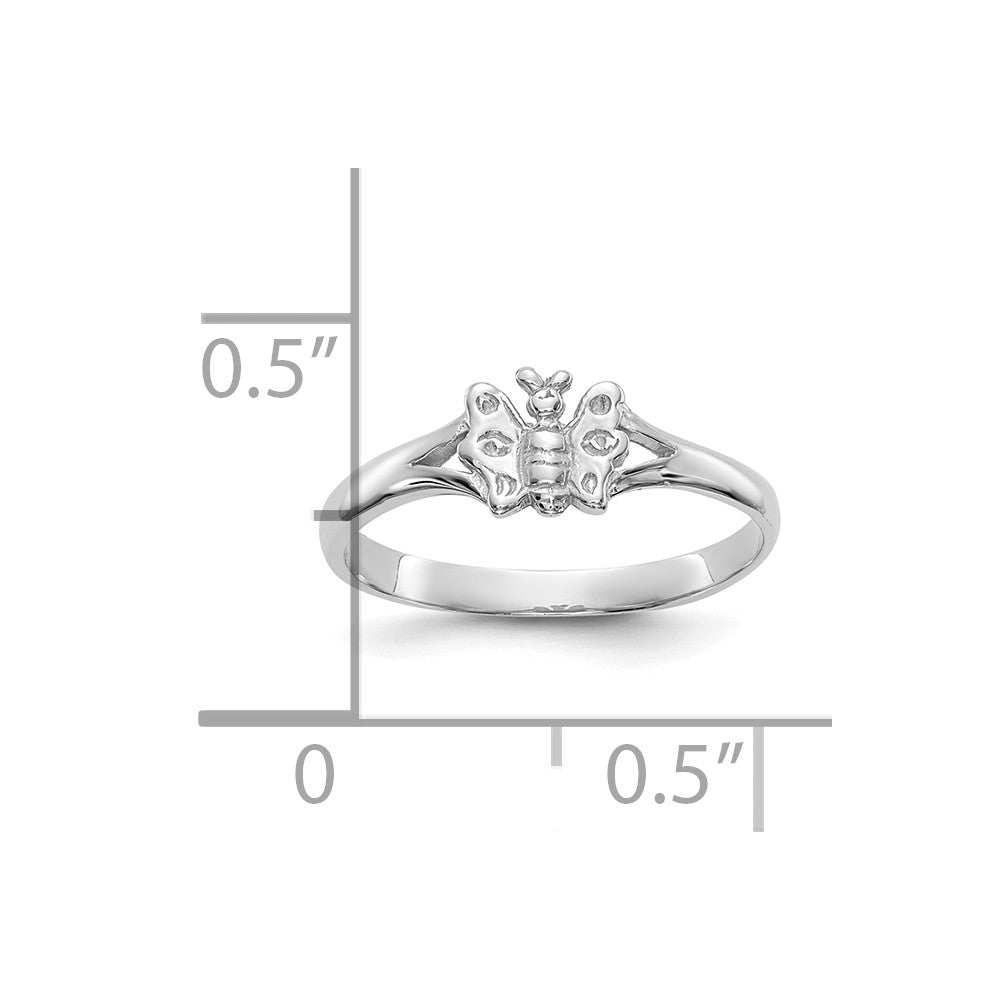 10K White Gold Butterfly Baby Ring Size 2
