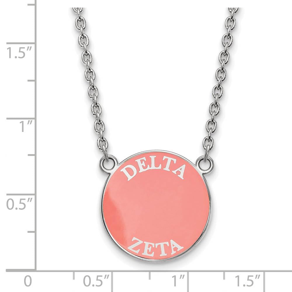 Sterling Silver 18in Official Licensed Greek Sororities Delta Zeta (??) Small Enamel Pendant w/Necklace