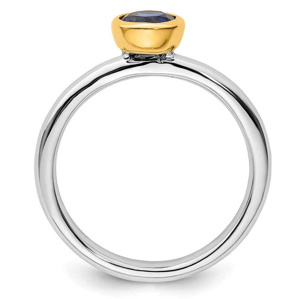Sterling Silver Stackable Expressions w/Gold-plated Cr. Sapphire Ring Size -6