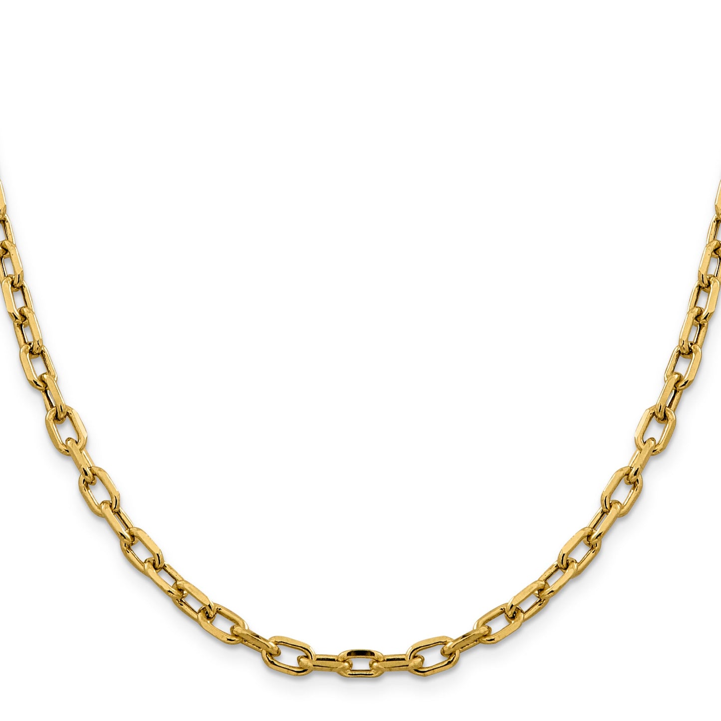 14K 18 inch 4.9mm Semi-Solid Diamond-cut Open Link Cable with Lobster Clasp Chain