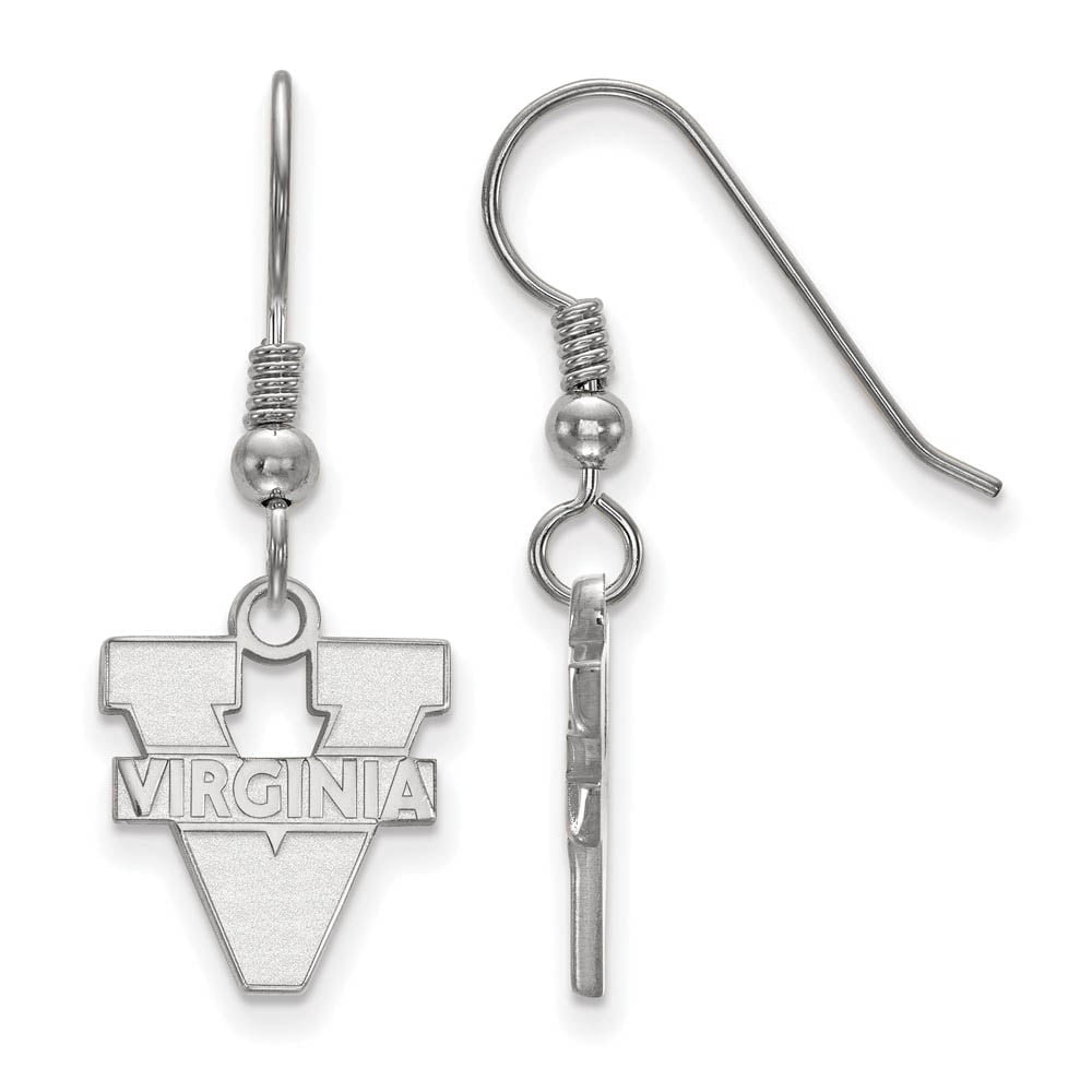 Sterling Silver Rhodium-plated LogoArt University of Virginia Small Dangle Wire Earrings Q-SS007UVA