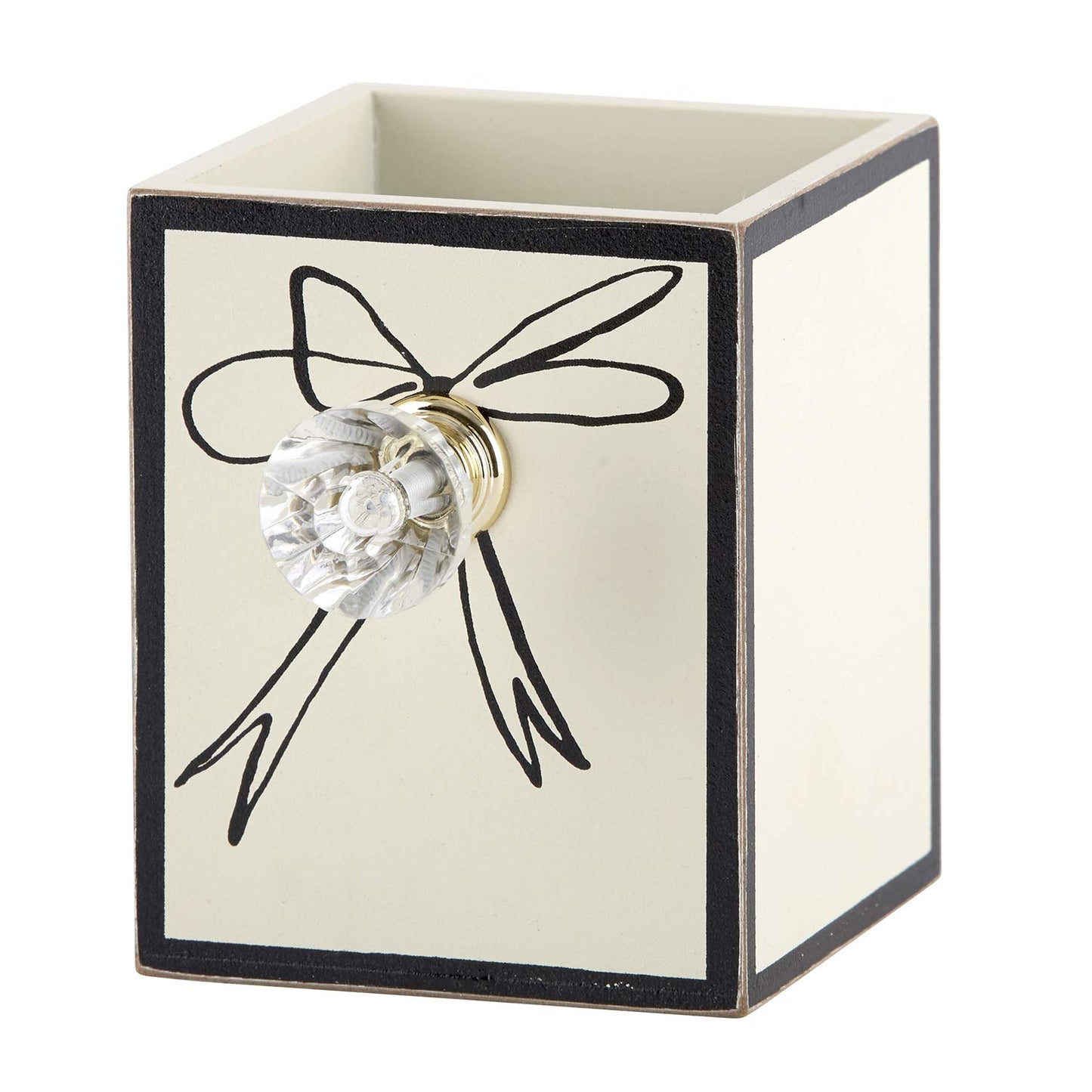 CB Gift 137036 Bow & Clear Crystal Knob Pen Holder - 3 x 3 x 3.75 in.