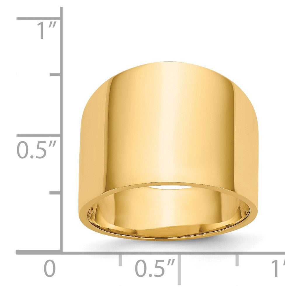 14K 15mm Flat-top Tapered Cigar Band Ring Size 7