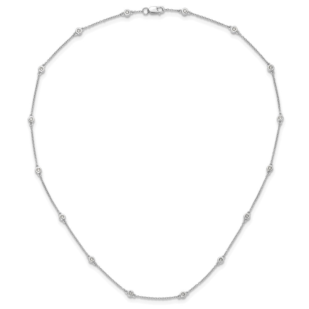14k White Gold Diamond Station Cable Necklace