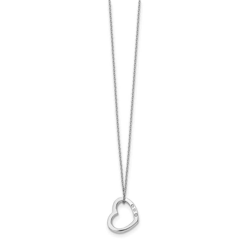 White Ice Sterling Silver Rhodium-plated 18 Inch Diamond Open Heart Necklace with 2 Inch Extender 18 Inches