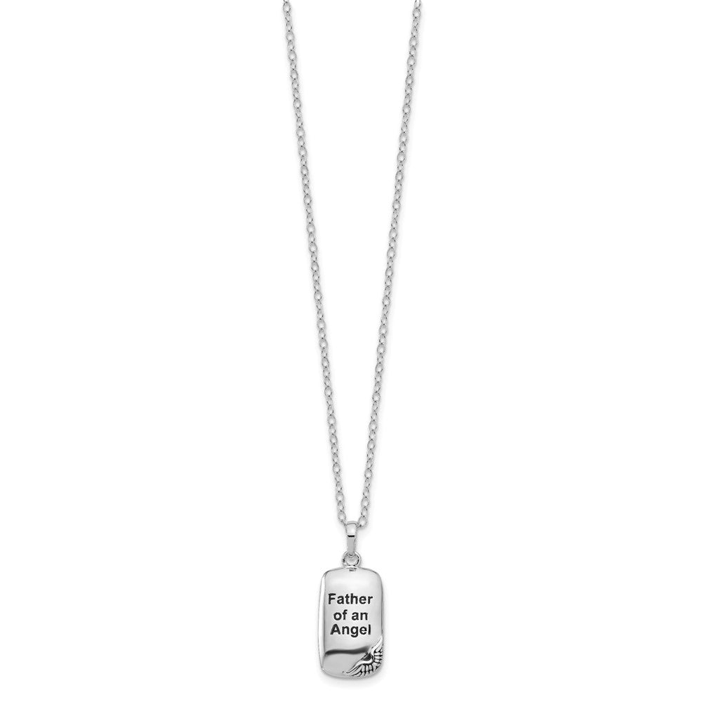 Sentimental Expressions Sterling Silver Rhodium-plated Antiqued Father of an Angel Ash Holder 18 Inch Necklace 18 Inches