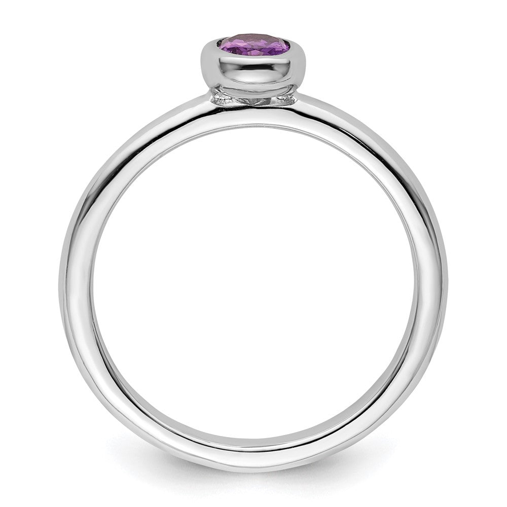 Sterling Silver Stackable Expressions Oval Amethyst Ring Size -7