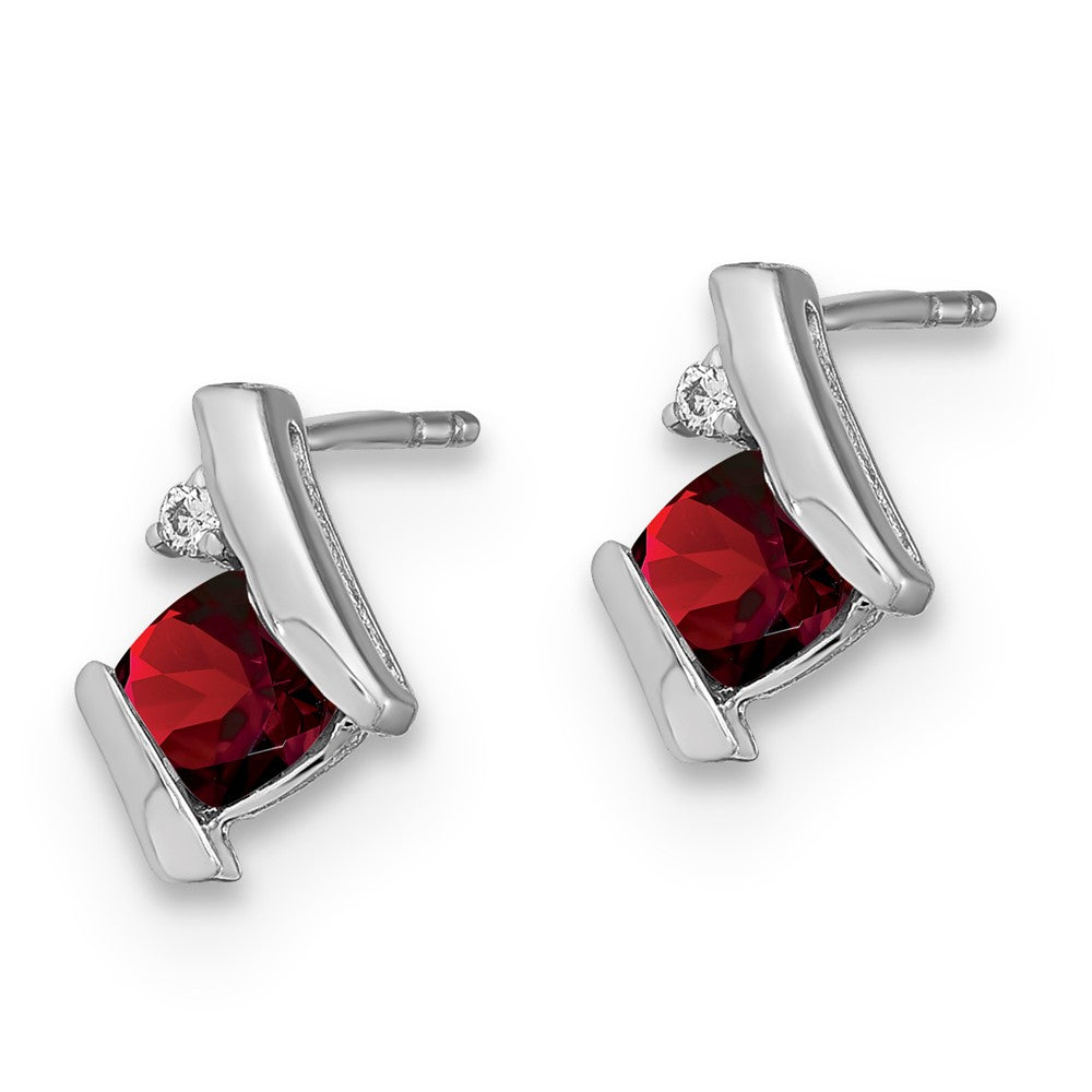 Sterling Silver Garnet & Diamond Earrings