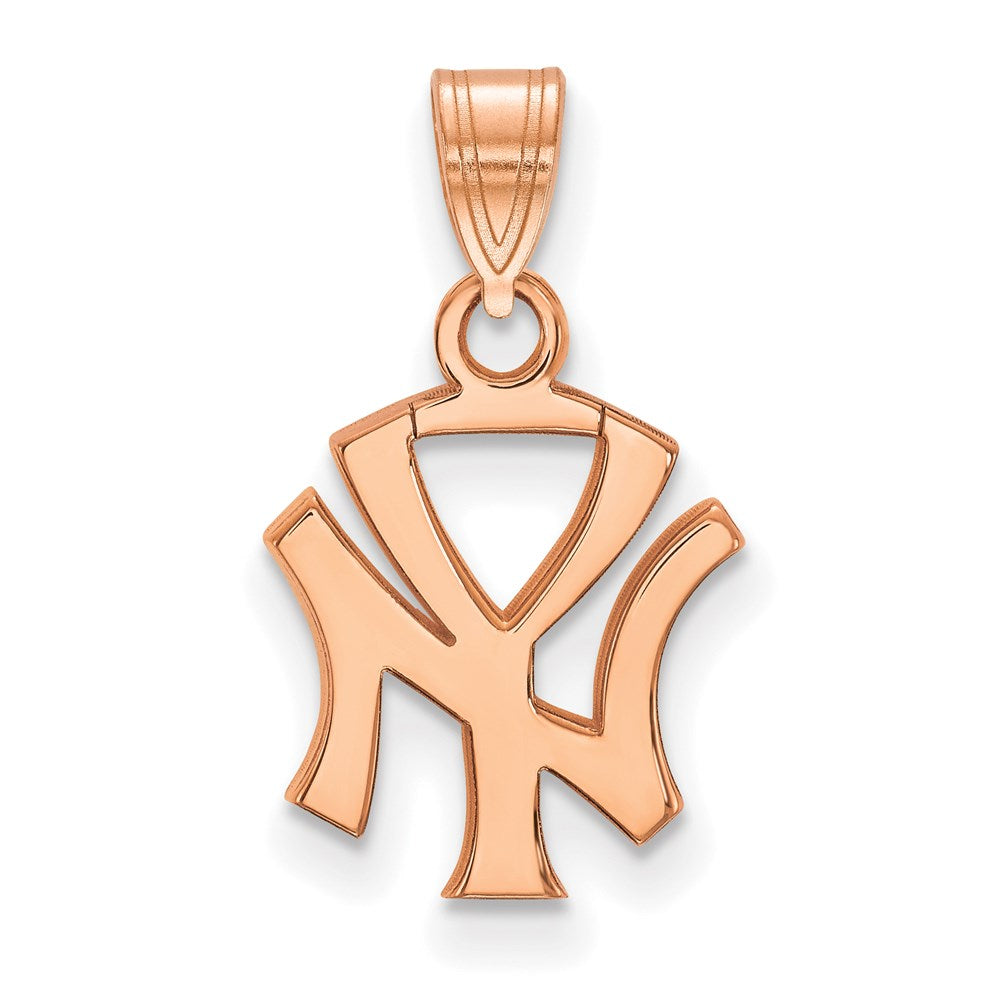 Sterling Silver Rose Gold-plated MLB LogoArt New York Yankees Small Pendant