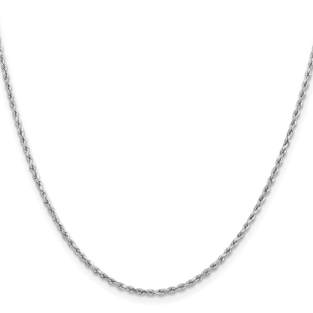 14k White Gold 1.8mm Lightweight D/C Rope with Lobster Clasp Chain