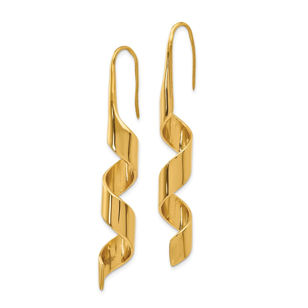 Stainless Steel Polished Yellow IP-plated Swirl Shepherd Hook Earrings