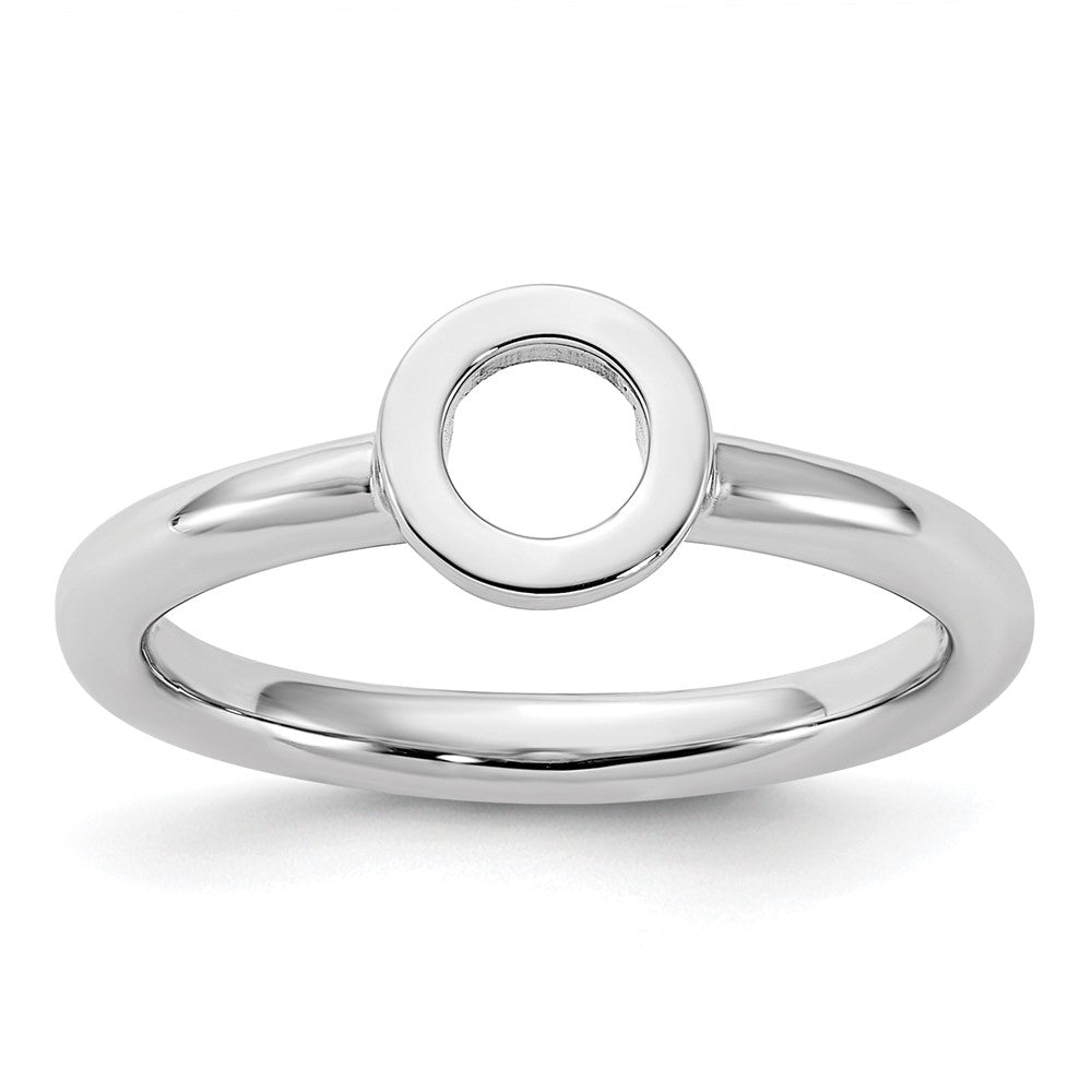 Sterling Silver Stackable Expressions Rhodium-plated O Ring Size -9