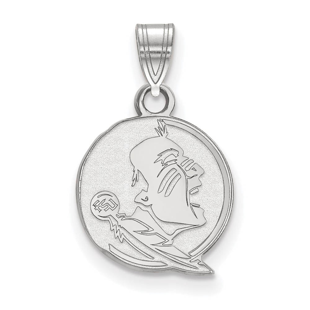 Sterling Silver Rhodium-plated LogoArt Florida State University Seminole Small Pendant QSS044FSU