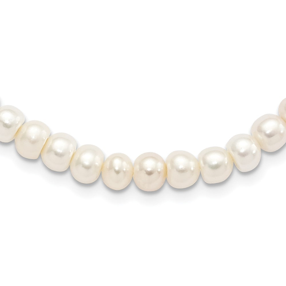 Sterling Silver Rhodium-plated 7-8mm White Near-Round Freshwater Cultured Pearl 18 inch Necklace 18 Inches
