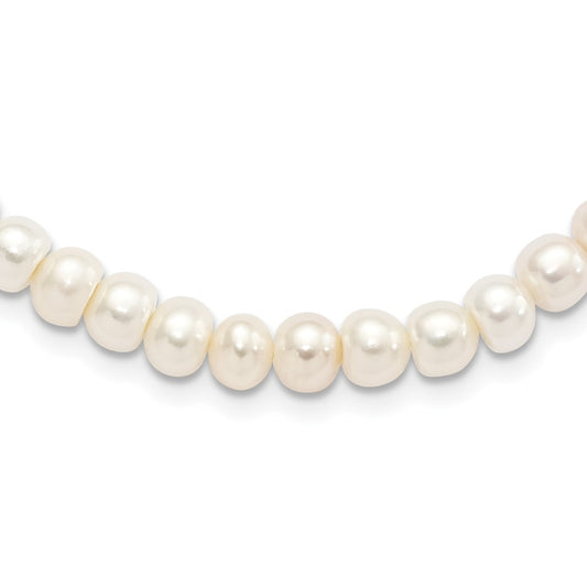 Sterling Silver Rhodium-plated 7-8mm White Near-Round Freshwater Cultured Pearl 18 inch Necklace 18 Inches