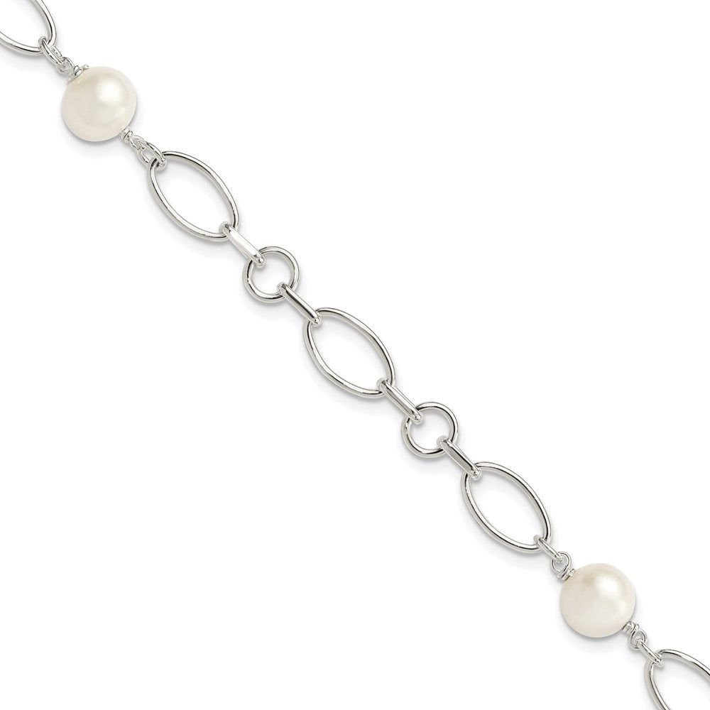 Sterling Silver Polished FW Cultured Pearl Bracelet 7.5 inches