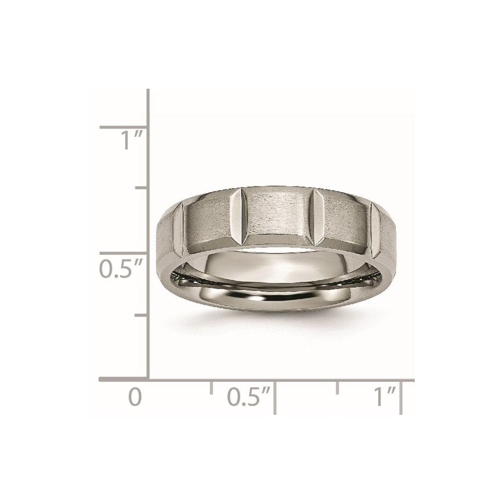 Titanium Satin and Polished 6mm Grooved Band Size - 7