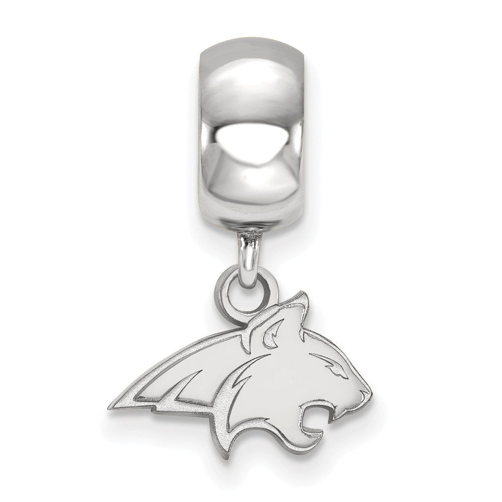 Sterling Silver Rhodium-plated LogoArt Montana State University Bobcat Extra Small Dangle Bead Charm
