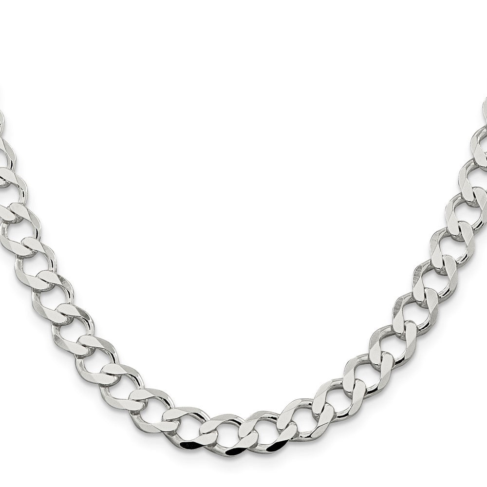 Sterling Silver 8.1mm Semi-solid Flat Curb Chain 20 Inches