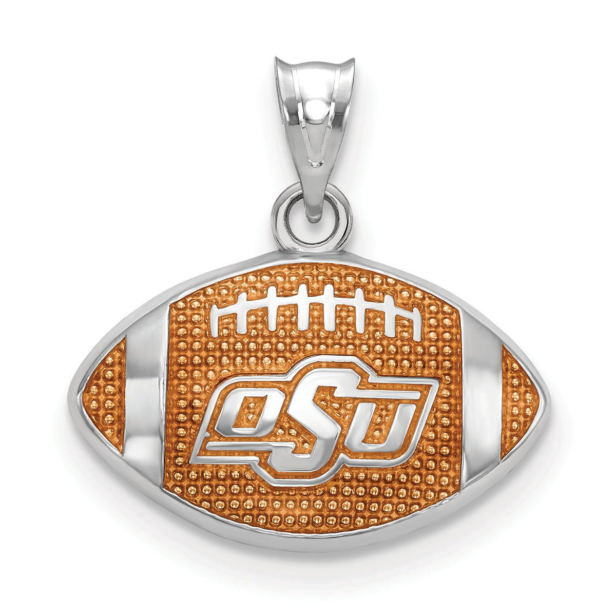 Women's Oklahoma State Cowboys Sterling Silver Enameled Football Logo Pendant