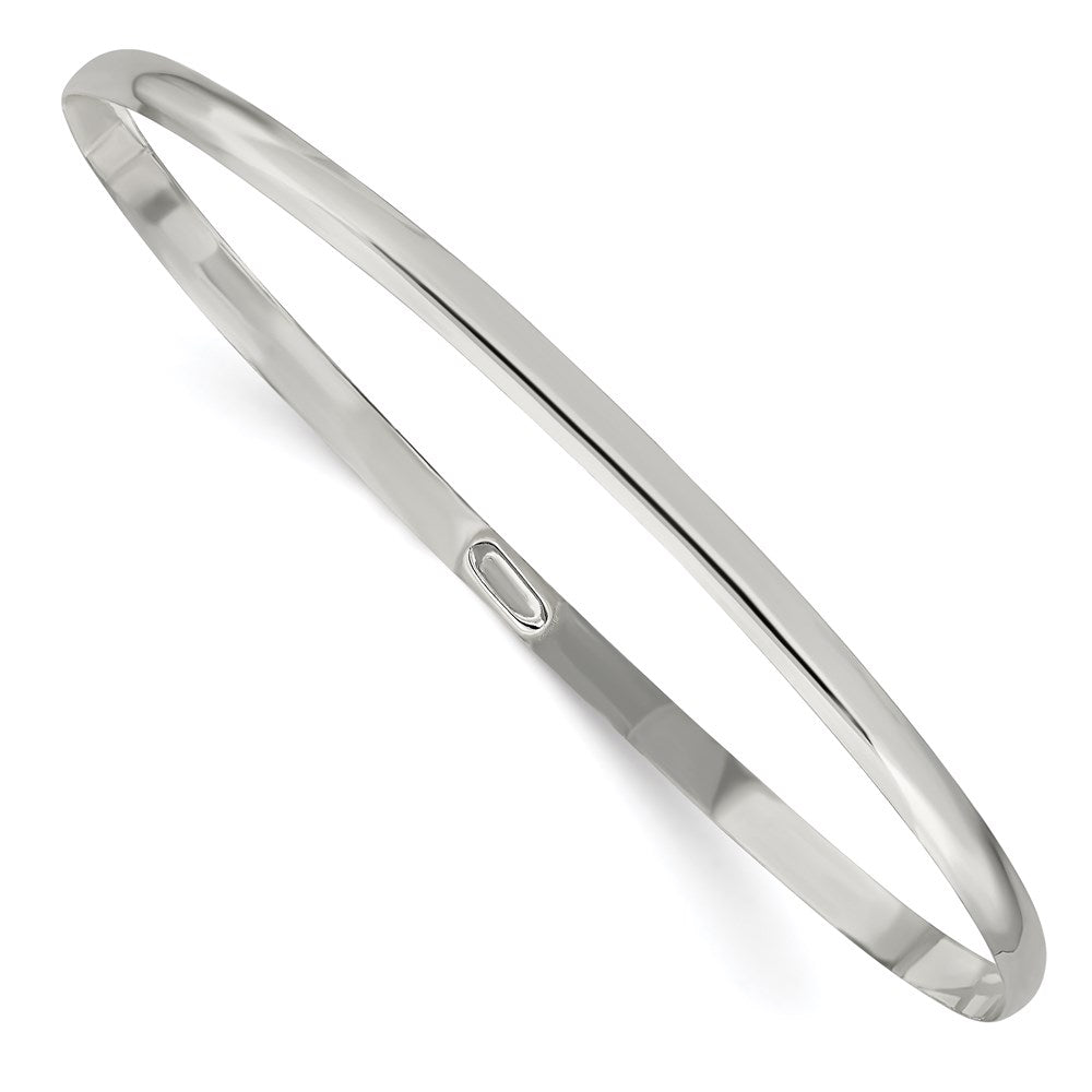 Sterling Silver 3mm Solid Polished Plain Slip-On Bangle Bracelet 7 inches